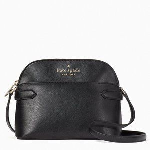 New Kate Spade Staci Dome Crossbody Saffiano Leather Black